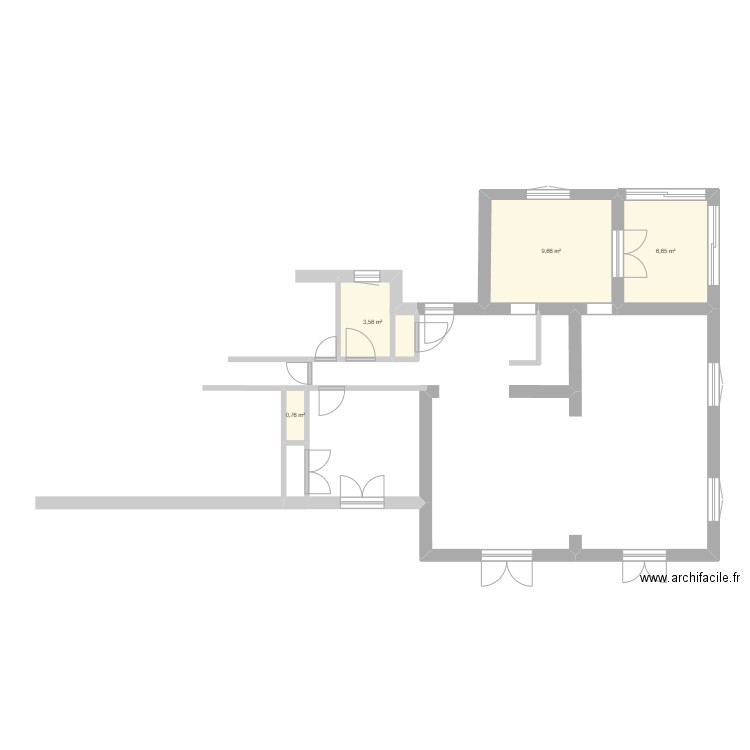 rdc marip. Plan de 4 pièces et 21 m2