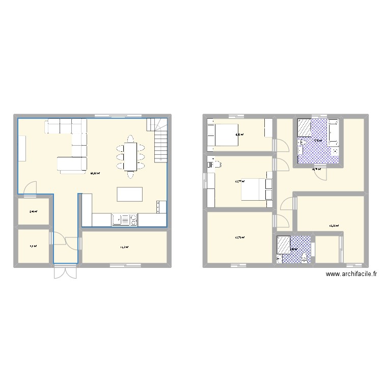 raie de chausée. Plan de 11 pièces et 165 m2