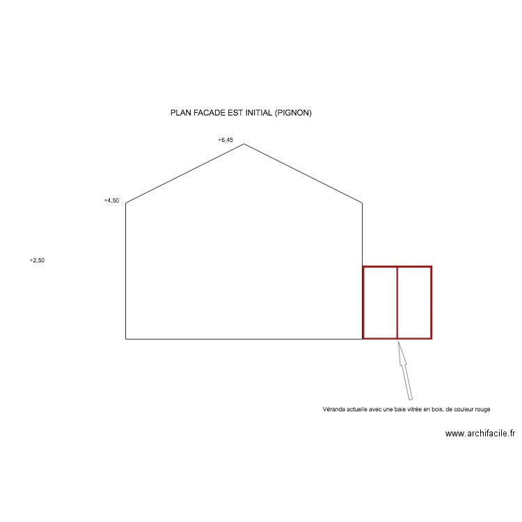 Facade Est initial. Plan de 0 pièce et 0 m2