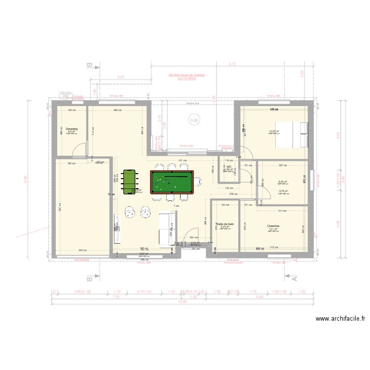 maison. Plan de 11 pièces et 117 m2