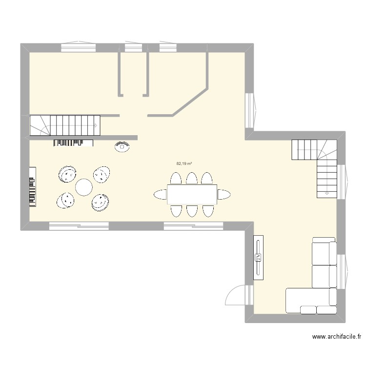 extention maison. Plan de 1 pièce et 82 m2