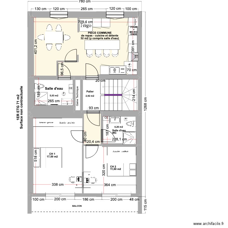 21 Bis plaine 1ER ETAGE V1 Etudiant  06-2024. Plan de 9 pièces et 78 m2