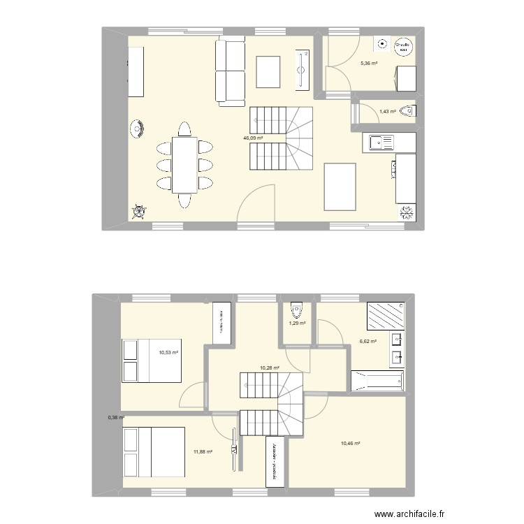 maison 1. Plan de 10 pièces et 104 m2