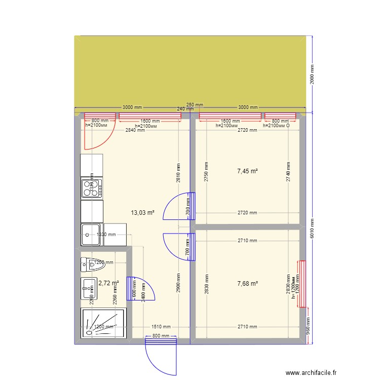  Api 3. Plan de 5 pièces et 41 m2