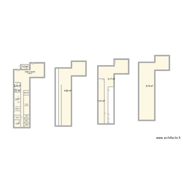 CH ernee. Plan de 17 pièces et 19 m2