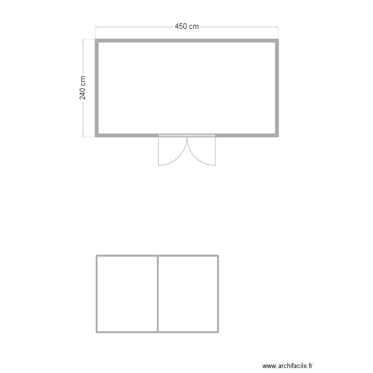 vue dessus. Plan de 3 pièces et 15 m2