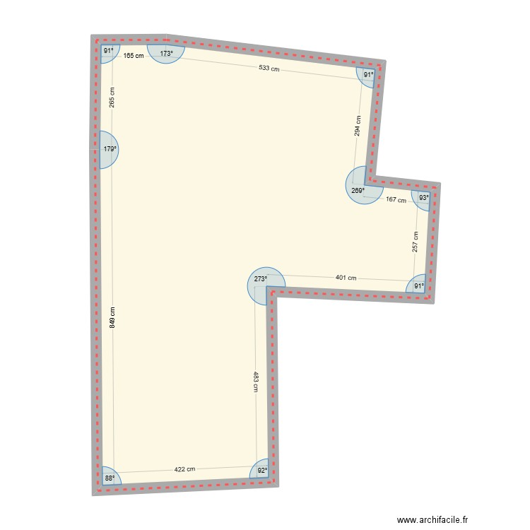 Plan cadastral côtes. Plan de 1 pièce et 65 m2