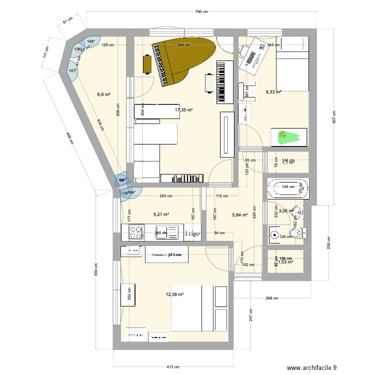 Loreto ZG 5. Plan de 9 pièces et 62 m2