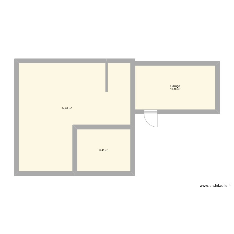 Maison. Plan de 3 pièces et 56 m2