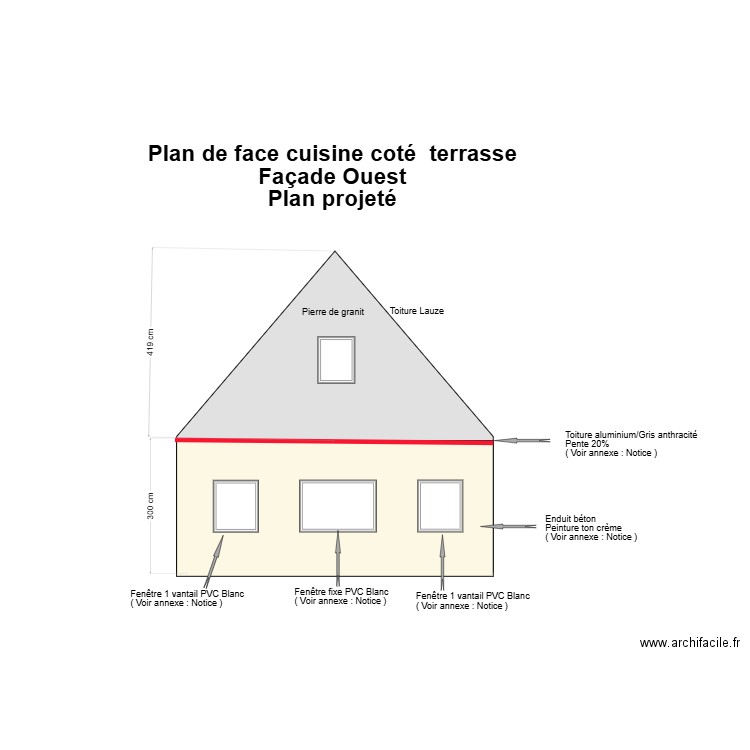 Plan projeté face ouest V1. Plan de 0 pièce et 0 m2