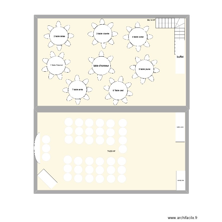 mariage. Plan de 2 pièces et 159 m2