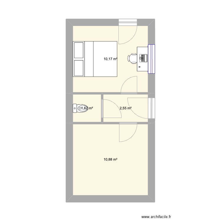 extension. Plan de 4 pièces et 25 m2