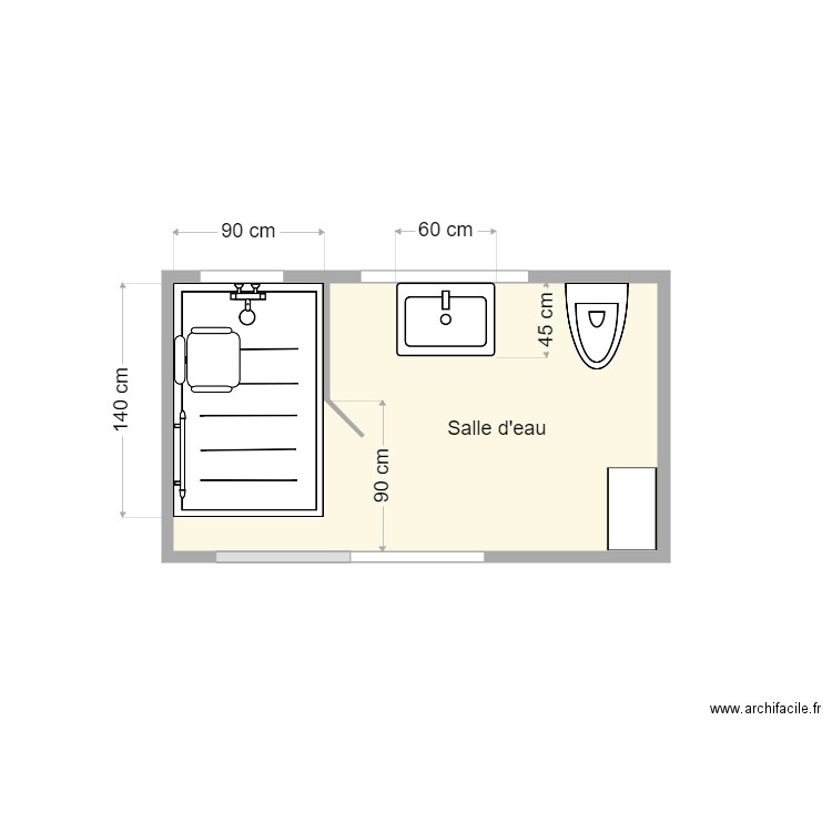 Plan après travaux Goulaouic. Plan de 1 pièce et 5 m2