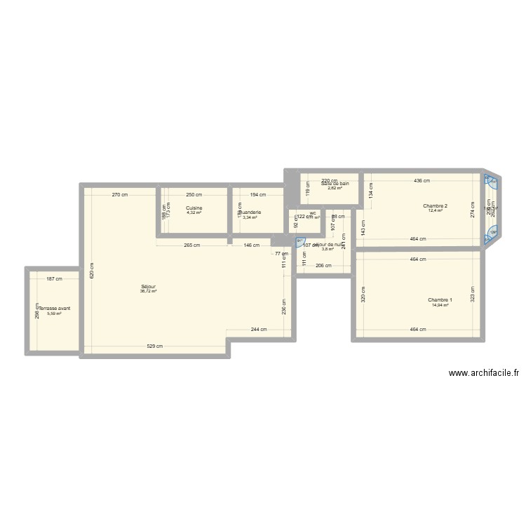 maison quai Mativa. Plan de 12 pièces et 86 m2