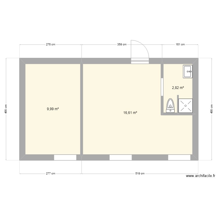 T1 BIS BELLEFONTAINE. Plan de 3 pièces et 29 m2