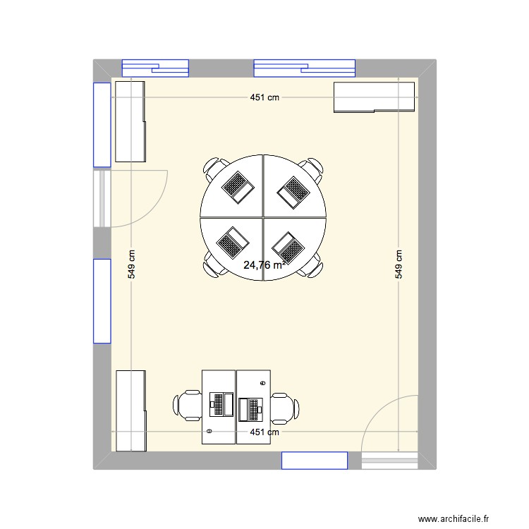 Bureau. Plan de 1 pièce et 25 m2