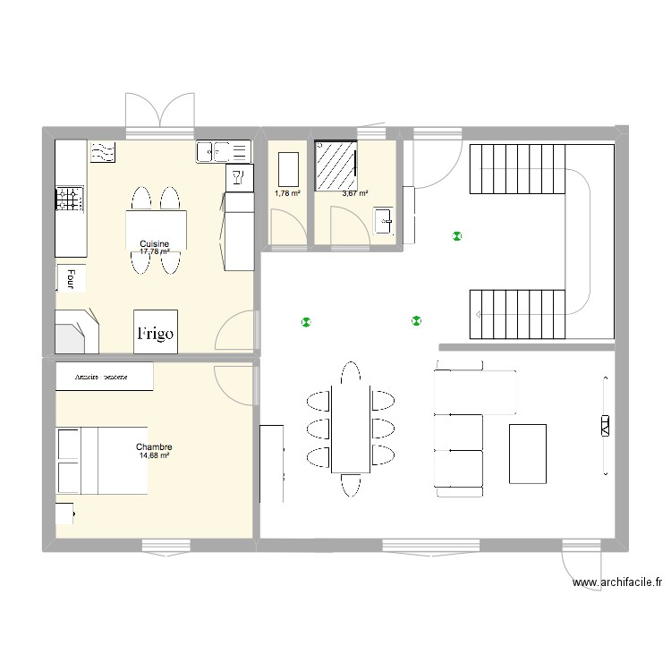 plan rdc. Plan de 4 pièces et 38 m2