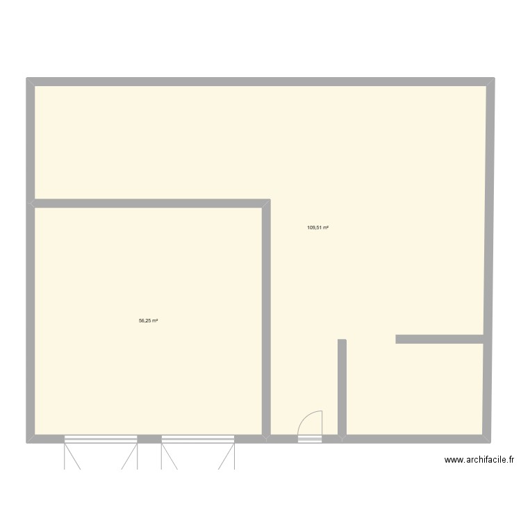 histoire. Plan de 2 pièces et 166 m2