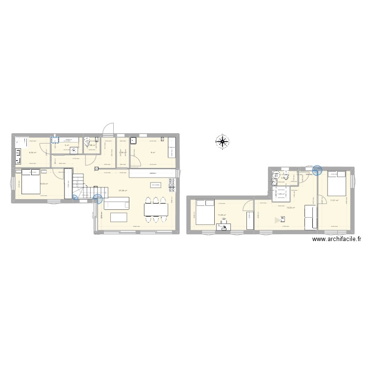 essai final. Plan de 12 pièces et 108 m2