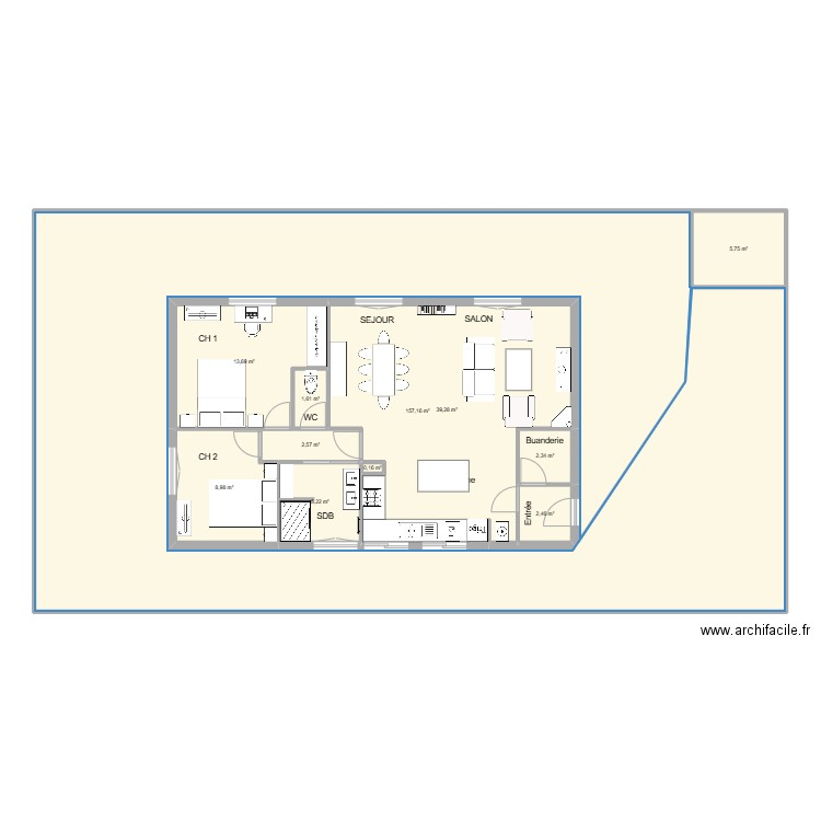 MOREAU. Plan de 11 pièces et 239 m2