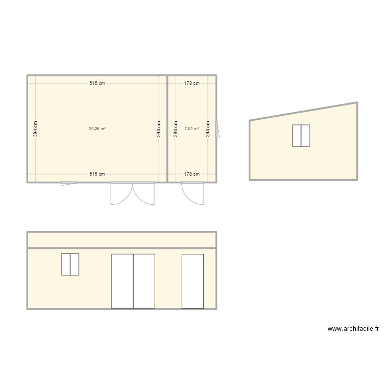 Abri_jardin. Plan de 5 pièces et 57 m2