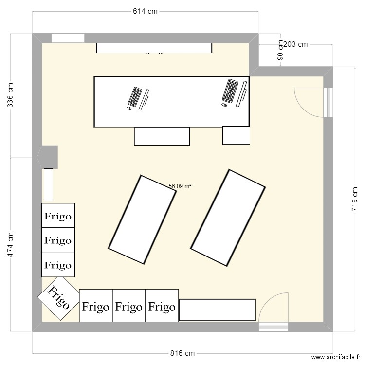 NAAST. Plan de 1 pièce et 56 m2