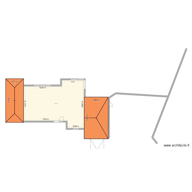 V2.1. Plan de 3 pièces et 122 m2