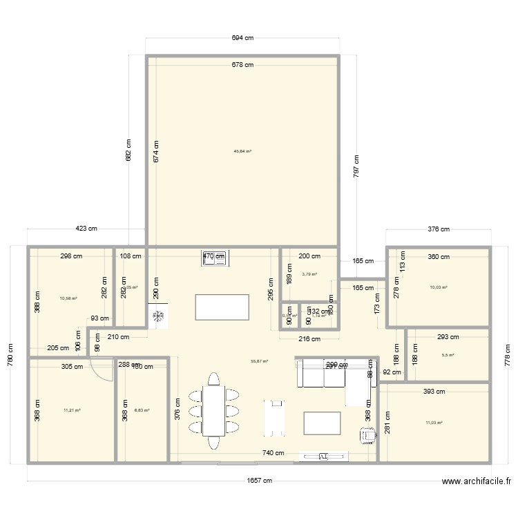 polminhac. Plan de 12 pièces et 165 m2