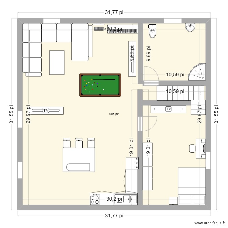 plan maison. Plan de 1 pièce et 84 m2