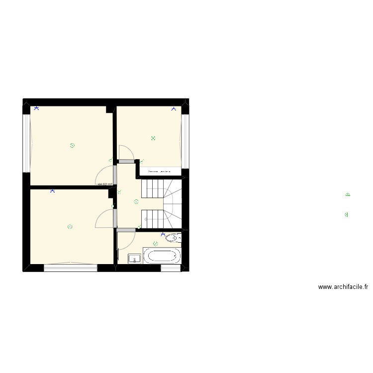 plan 1er étage électricité actuel. Plan de 1 pièce et 45 m2