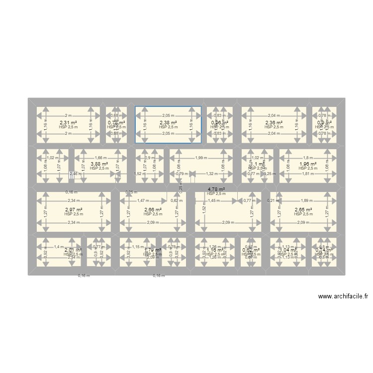 frederic. Plan de 19 pièces et 37 m2