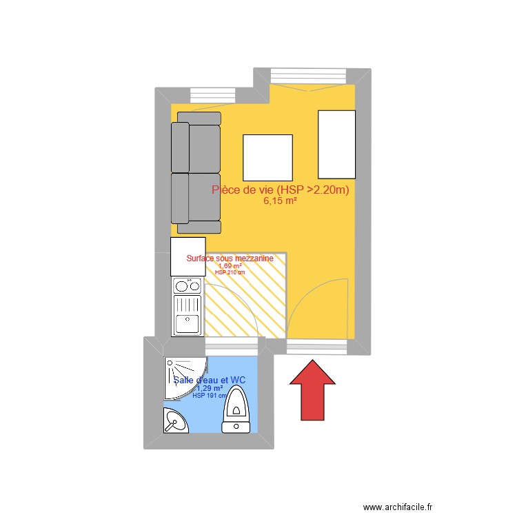 55_magellan. Plan de 3 pièces et 9 m2