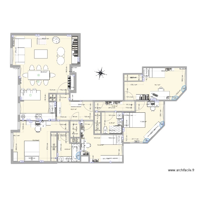 Dulac4. Plan de 15 pièces et 110 m2