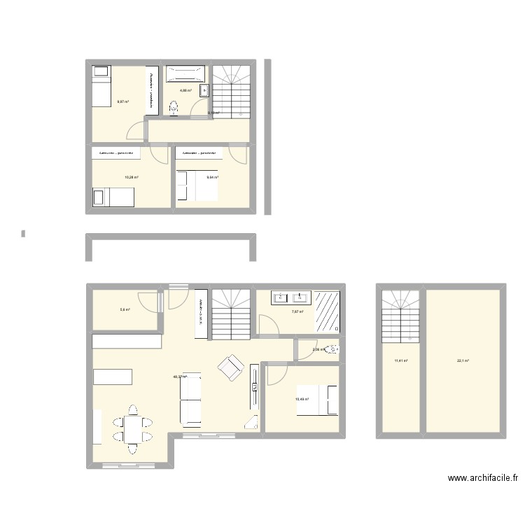 maison rectangle. Plan de 12 pièces et 152 m2