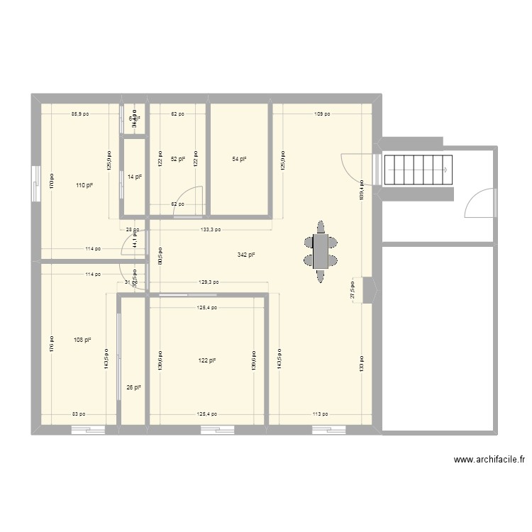 sous-sol. Plan de 9 pièces et 77 m2