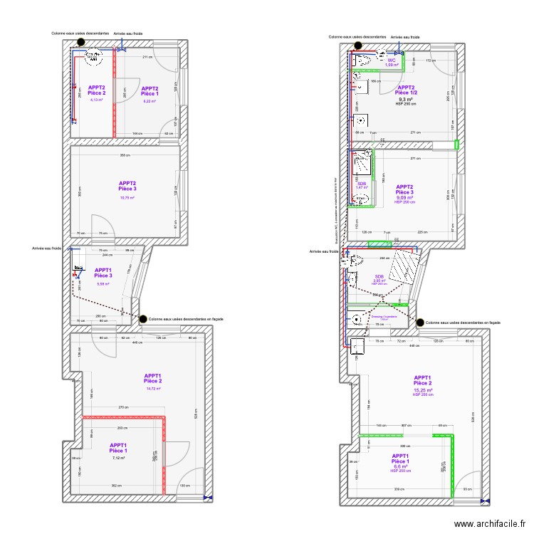 CARDINAL_EXISTANT_N1. Plan de 14 pièces et 97 m2