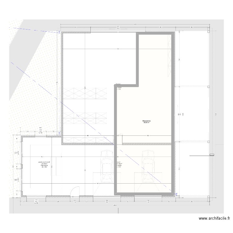 hangar mezzanine. Plan de 1 pièce et 90 m2