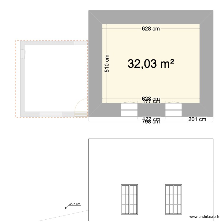 Maison Floirac FACE DE GAUCHE. Plan de 3 pièces et 96 m2