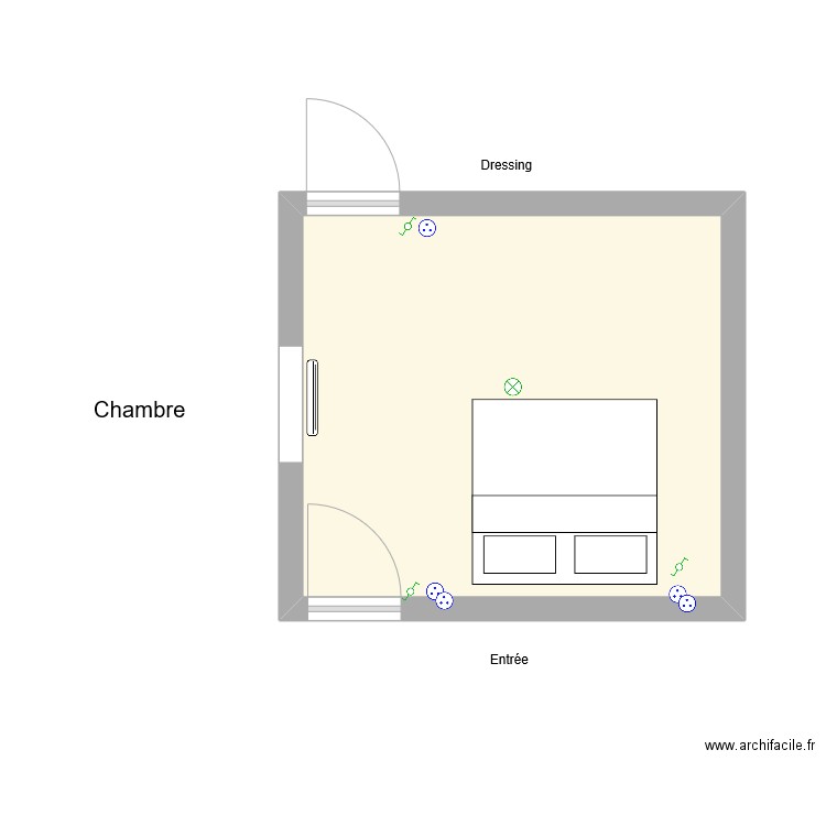 chambre. Plan de 1 pièce et 18 m2