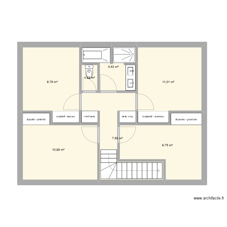 TEYRAN R+1 VM. Plan de 9 pièces et 55 m2