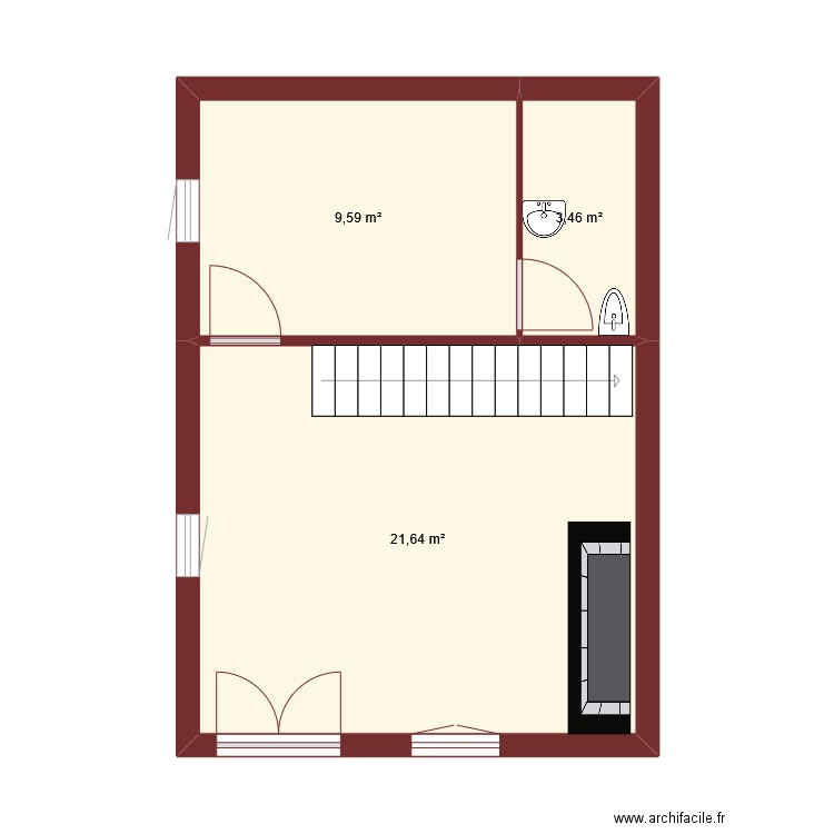 maison roybon. Plan de 3 pièces et 35 m2