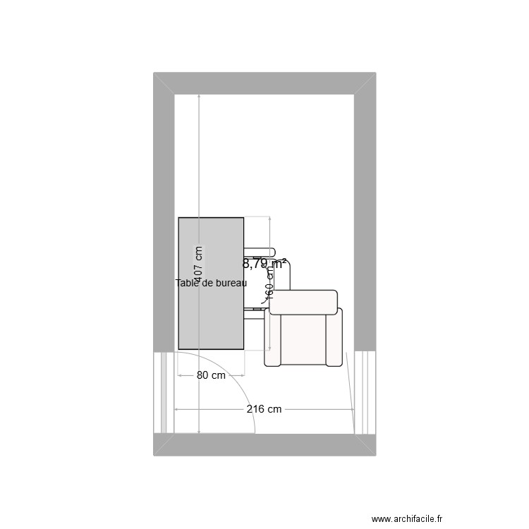 zerytuilm. Plan de 1 pièce et 9 m2