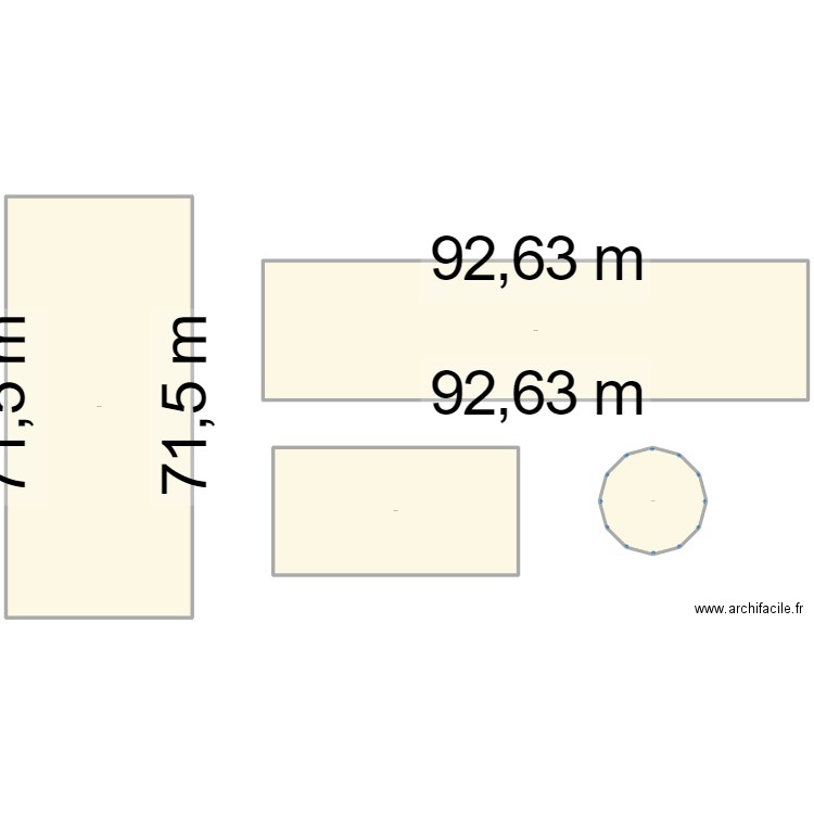 Surfaces. Plan de 4 pièces et -3025 m2