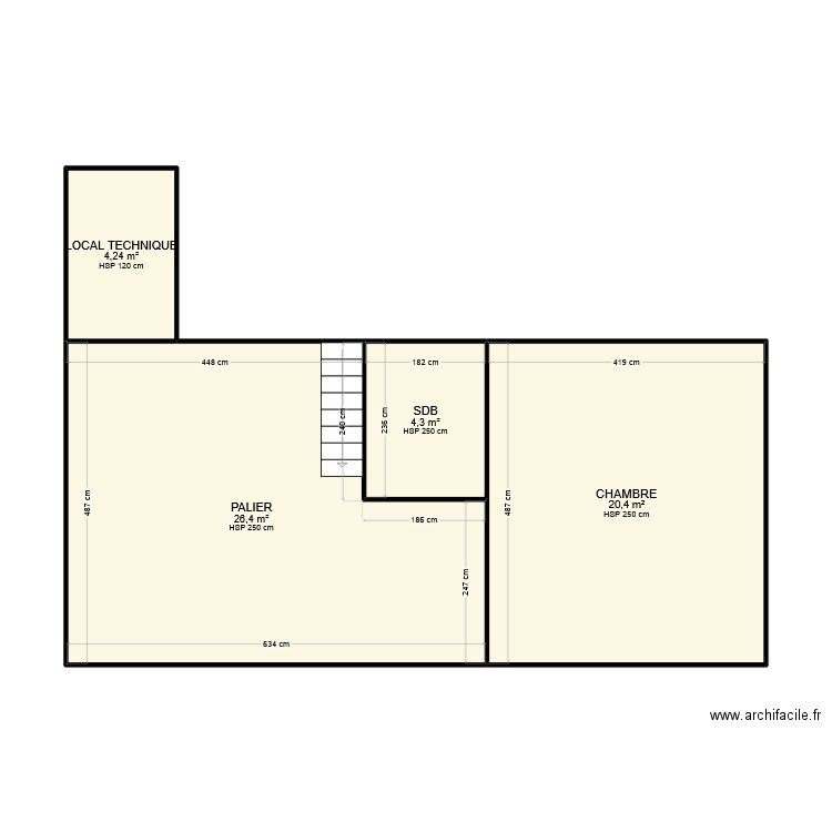 2 EME ETAGE. Plan de 4 pièces et 55 m2