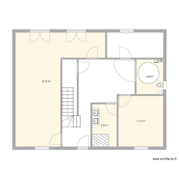 MAISON STADE. Plan de 4 pièces et 54 m2