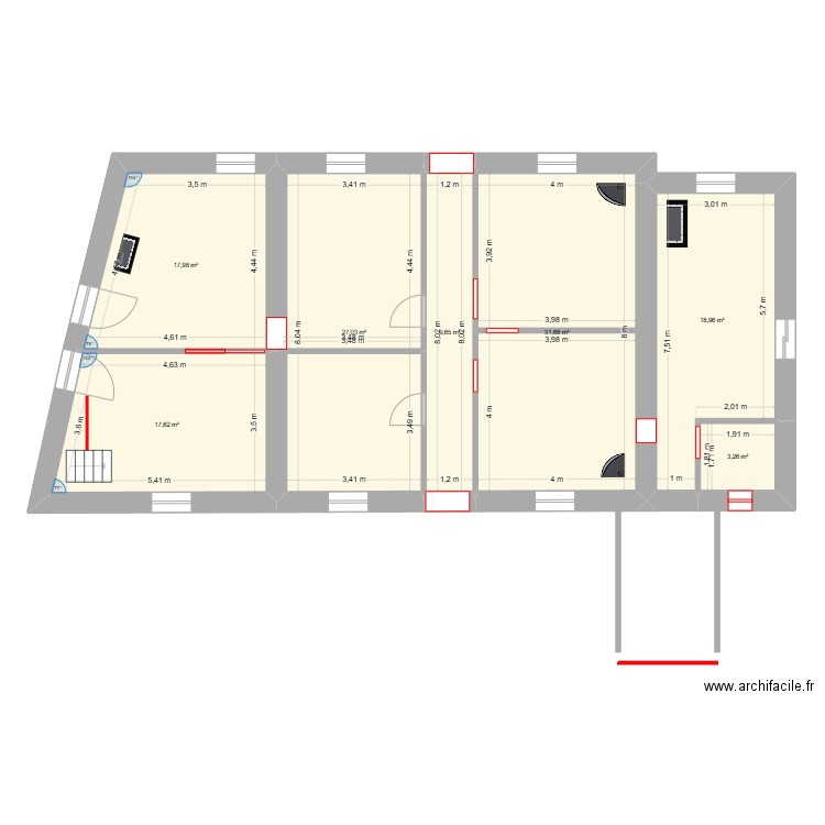 boyard-rdc. Plan de 7 pièces et 126 m2