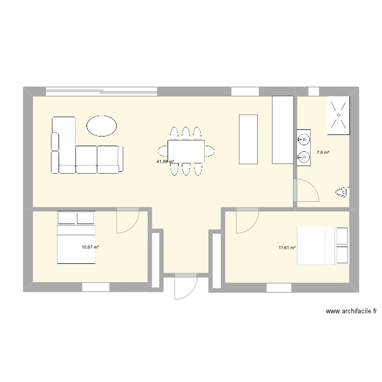 Maison 2. Plan de 4 pièces et 72 m2