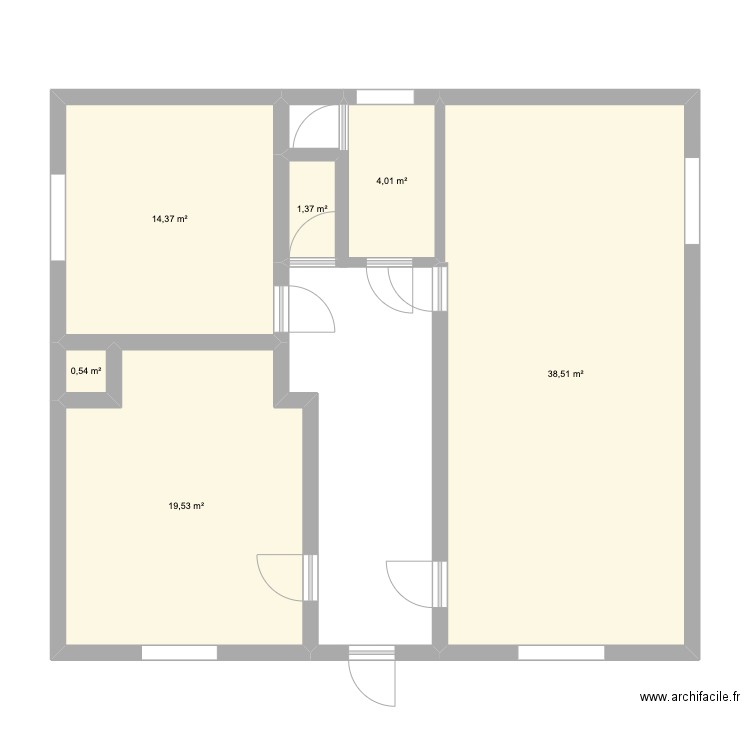 Chato étage projet. Plan de 6 pièces et 78 m2