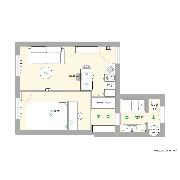 Abbé greg modif 6 elec. Plan de 3 pièces et 29 m2