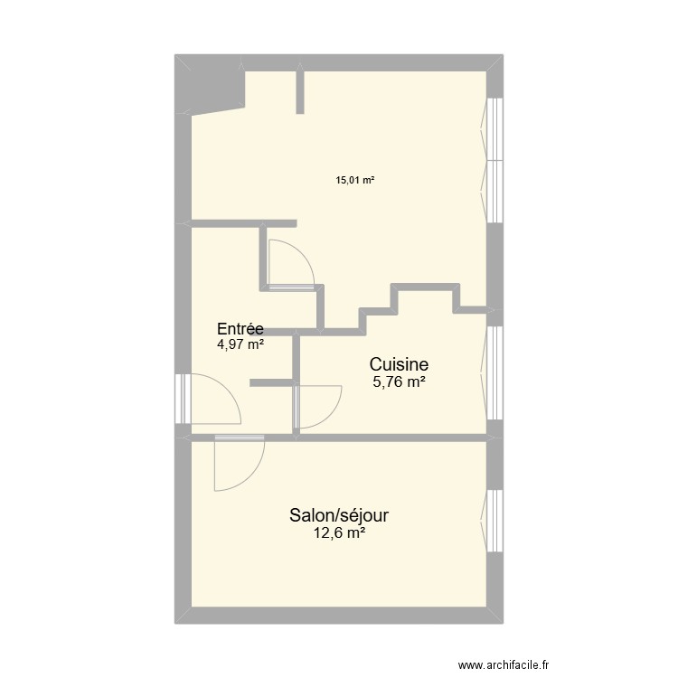 Home staging. Plan de 5 pièces et 39 m2